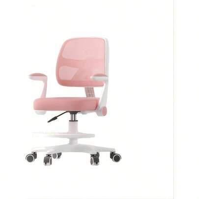 Desk Chair Study Chair Adjustable Height Armrest And Footrest Swivel Mesh Task Student Furniture W/Universal Casters Computer Desk Chair For Boys Girls Age 3-10 Pink