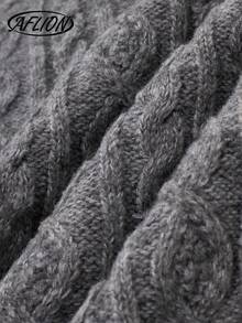 Aflion Women's Grey Fuzzy Hooded Cable Knit Jumpsuit - Fashionable Retro Y2K Streetwear Jumpsuit, Suitable For Parties, Nightclubs, Dates, Music Festivals, Christmas, New Year, Valentine's Day, Autumn/Winter