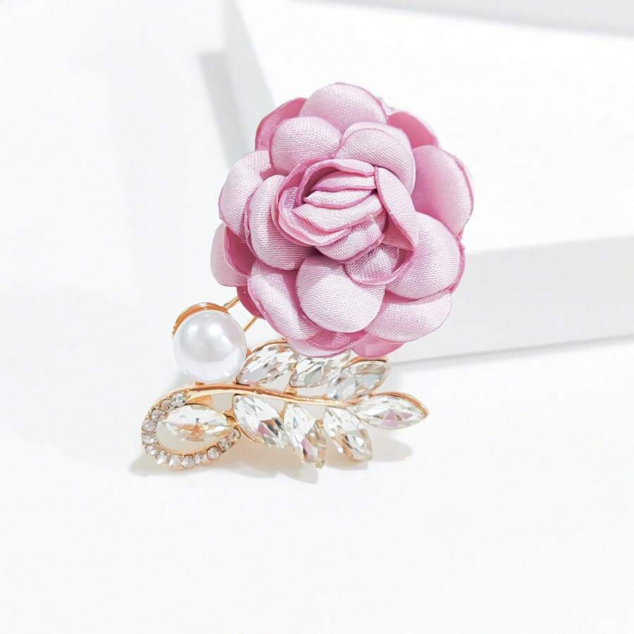 Broche decorado con flores y perlas de imitación para el Día de San Valentín - Multicolor - Ver 1