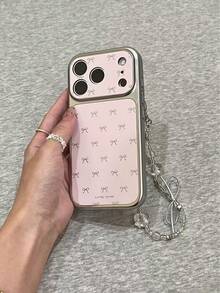 Pink Leather Bow Fashion Phone Cases Pink Leather Bow Ins Style Phone Case Compatible With Iphone 17 Pro Max, Compatible With Iphone 15, 17 Pro, Women's Creative Full Coverage Shockproof Protective Cover Compatible With Iphone 16 Pro, 17 Spring Gift Birthday Party - Pink - View 2