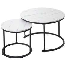 Set Of 2 Round Coffee Tables, Living Room Coffee Table, Nesting Round Side Tables, 2 Round Side Tables - White - View 6