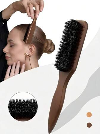 1 pieza Peine para hacer cola de caballo suave, cepillo de cerdas de jabalí suaves para el control del borde del cabello liso, paleta de madera con punta para cera para el cabello, cepillo volumizador de cabello unisex