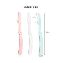 5件套不锈钢折叠式眉毛修剪器，面部毛发剃刀，便携式折叠眉毛剃刀，女士适用，化妆，身体脱毛工具，美容配件 - 彩色 - 查看 3