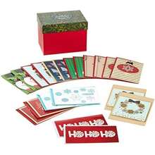 Hallmark - Juego de 24 tarjetas de felicitación hechas a mano con organizador de tarjetas para todas las ocasiones, cumpleaños, bebé, boda, simpatía, pensando en ti, gracias, en blanco(Holiday Tarjetas) - Multicolor - Ver 1