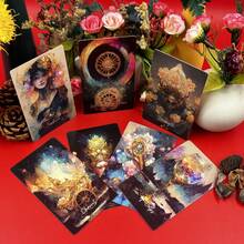 4.72*2.76 Inch Tarot Cards With Guidebook, Cosmic Moon Design, Standard Size Suitable For Beginners, Ancient Board Game, Family, Outdoor Camping, Party Entertainment - 4.72*2.76 Inches (with Rails) - View 4