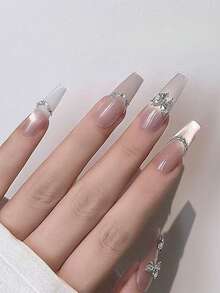 Bộ 10 viên đá Zirconia hình bướm trang trí móng tay, đá Zirconia hình trái tim màu bạc trắng lấp lánh, phụ kiện trang trí móng tay mùa đông, đồ dùng làm móng, đá trang trí móng tay. - Nhiều màu - Xem 7