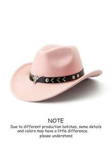 1顶男士涤纶西部牛仔帽，复古风格，男女皆宜，饰有公牛图案，适合休闲穿着、西部牛仔派对、酒吧等场合。