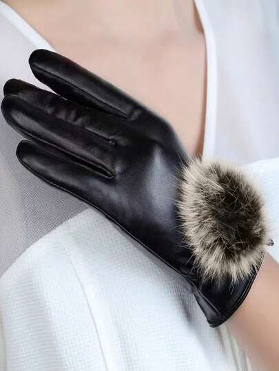 1 Pair Women's Warm Gloves, Windproof, Thermal Lined, Touchscreen Capable, Waterproof, Cold-Resistant, Anti-Slip For Outdoor, Motorcycle Riding In Winter