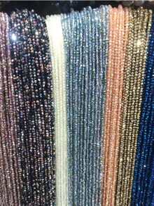 1 hebra de 210 piezas de cuentas de cristal facetadas de 1x2mm de color AB brillante, cuentas espaciadoras redondas de cristal para hacer joyas, hallazgos DIY, collares hechos a mano - Cuentas planas de 1x2 mm - Ver 2
