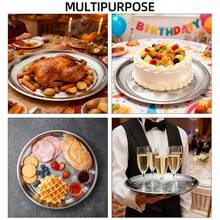 2/4/8件套不锈钢圆形大餐盘（30厘米），大容量食物托盘，加厚，可用洗碗机清洗 - 适用于家庭和餐厅 - - - 查看 7