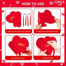 Juego de 12 bolsas de regalo para San Valentín, románticas, con forma de corazón, para envolver flores, bolsas de papel ligeras para bodas, fiestas, dulces, chocolates y regalos. - Multicolor - Ver 6