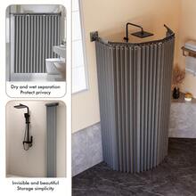 Foldable Shower Rod Shower Curtain Wall Mounted 5 Folding Bathroom Rod Multi-Angle Bending Telescopic Space Saving Bathroom Bath Set - Màu xám đen - Xem 5
