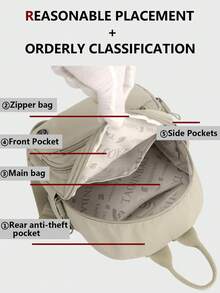Ba lô nylon nhiều lớp chống trộm, ví nữ, túi thời trang đa năng hàng ngày, túi du lịch nhẹ nhiều ngăn, ba lô tối giản dung tích lớn, ba lô tiện dụng, phù hợp cho học sinh, y tá, giáo viên, chuyên gia kinh doanh, du lịch, đi làm, mua sắm, văn phòng, hẹn hò, leo núi, đào tạo, công việc, quà sinh nhật, quà ngày lễ, ba lô - Nhiều màu - Xem 5