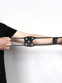 1 Pair Of Outdoor Anti-Slip Shoe Covers With Ice Cleats, 8-Tooth Stainless Steel Snow Traction Spikes, Winter Anti-Slip Tool (One Size) 1 Piece Of Outdoor Anti-Slip Snow Shoe Spikes, 8-Tooth Stainless Steel Ice And Snow Grips, Winter Anti-Slip Traction Plate, Anti-Slip Tool, Anti-Slip Shoe Covers, Suitable For Ice And Snow Mountaineering. - Black - View 7