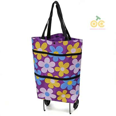 Carrito Bolso PortáTil Con Ruedas Plegable Ajustable Para Mandado,Carrito Bolso PortáTil Con Ruedas Plegable Ajustable Para Mandado; Bolsa Y Carrito 2 EN 1 Plegable Con Ruedas Mandado Supermercado Super, Adecuado Para Almacenar En El Supermercado Y Hacer Compras De Viaje, Para Uso En Exteriores, Campamento, Picnic, Entrega De Paquetes, Organizador Del Hogar, Fabricado Con Tela Oxford Gruesa E Impermeable