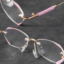 cabecade 2pcs Rimless Reading Glasses Fashion Glitter Computer Presbyopic Glasses For Women +1.0 To +4.0 - Transparent - View 9