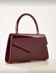 Fashion Solid Color Mirrored Handbag Evening Bag, Charming And Elegant Women's Business Bag, Suitable For Party Girls, College Students, Brides, Match With Party Dresses, Wedding Dresses, Evening Dresses, Tight Skirts, Very Suitable For Weddings, Gatherings, Banquets, Parties, Dances, Best Gifts For Women - 酒紅色 - 查看 3