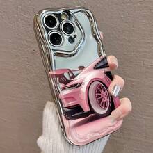 カワイイピンクスポーツカーデザイン 電鍍防摔スマホケース for  17promax,16pro,15plus/14/13/12/11 スタイリッシュな外観 高強度衝撃吸収 機能的でファッション性豊富 携帯の損傷防止に最適 使い心地良好 保護と装飾を兼ね - シルバー - チェックする 5