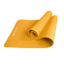 MUUK FITNESS 1 pieza Tapete de yoga antideslizante de 150x60 cm con 4 mm de grosor, tapete ligero y portátil para ejercicios de yoga, pilates, estiramientos y fitness, esterilla cómoda y estable para entrenar en casa, estudio o al aire libre - Amarillo - Ver 7