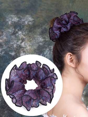 1 pieza Coletero elegante de malla para mujer - Bandas para el cabello antideslizantes, textura de malla duradera para coletas, moños, trenzas - Accesorios para el cabello sin marcas