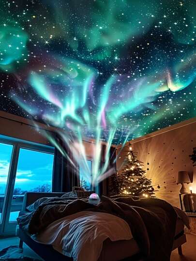 [Aurora-projektor] Norrskensprojektor, Aurora LED-galaxstjärnklar nattlampa | Lämplig för sovrum, hemmabiodekor, jul, halloween, bröllop, fest, högtidsgåvor | Kompatibel med powerbank, adapter (inget batteri, inkluderar elektronisk produkt)