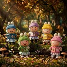 5pcs Pleated Skirt + Sweater + Headband Set, Suitable For 17cm LBB Blind Box Keychain Doll Costume, Autumn/Winter Outfit (Doll Not Included) - Multicolor - View 2