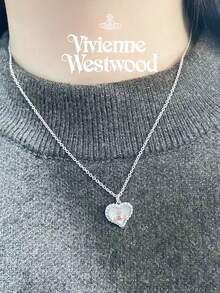 Vivienne Westwood 1pc Petra Pendant Brass Necklace, Fashionable & Elegant Heart-Shaped Pendant
