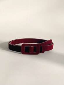 1 条优雅复古纯色 PU 皮革女士腰带，适合秋冬季夹克、连衣裙、日常、工作场所、派对和约会，秋季、秋季、万圣节 - 酒紅色 - 查看 6