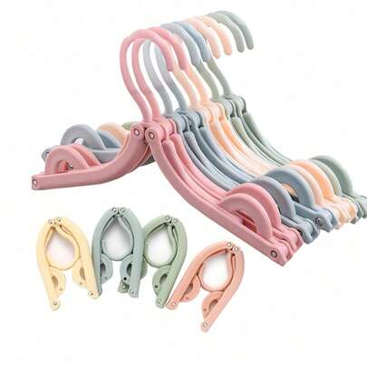 12pcs Travel Hangers - Multi-Functional Magic Travel Folding Clothes Hangers, Portable Retractable Hangers, Cruise Travel Essential, Compact Folding Hangers, Travel Accessories, Small Hangers, Suitable For Travel, Business Trip And Home Use