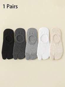 1/3/5双装 随机黑白女士纯色简约时尚薄款透气隐形袜，舒适吸汗，适合日常穿着和度假，春夏款 - 彩色 - 查看 11