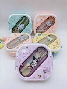 1PC Sanrio Hello Kitty & Friends Pink Lunch Box Set - Leakproof, Rectangular, Durable Plastic Lunch Box Container With Compartments, Hand Washable For Work, School And Travel, Work Lunch Storage Box | Character Themed Lunch Box | Easy To Clean Material, Sanrio - Multicolor - View 2