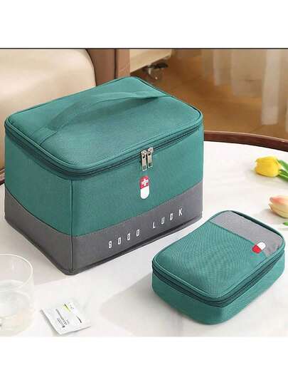 1 Túi sơ cứu du lịch di động, Chất liệu vải Oxford, Túi đựng thuốc khẩn cấp và thuốc men, Bộ dụng cụ sơ cứu ngoài trời tích hợp - Dụng cụ sinh tồn thiết yếu cho cắm trại, đi bộ đường dài và khẩn cấp tại nhà, Không bao gồm phụ kiện, Túi đựng thuốc khẩn cấp ngoài trời di động, Thích hợp cho du lịch mùa hè, cắm trại và tụ tập