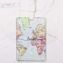 Creative World Map Pattern Luggage Tag, High-Quality Travel Accessory, Luggage Tag, PU Leather Label, Boarding Pass, Name ID Tag With Privacy Cover, Portable Boarding Pass Suitcase Tag Card Holder Name Tag For Luggage Waterproof Airplane Vacation Travel Accessories Holiday Essential Summer Travel Essentials - Multicolor - View 3