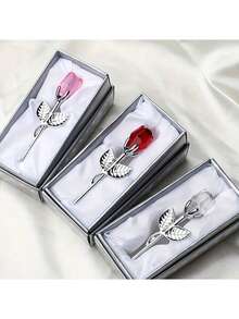 1pc Crystal Metal Rose, Artificial Dried Rose, Eternal Romantic Rose, Valentine's Day Gift, Birthday Gift, Mother's Day Gift, Home Decor - Multicolor - View 1