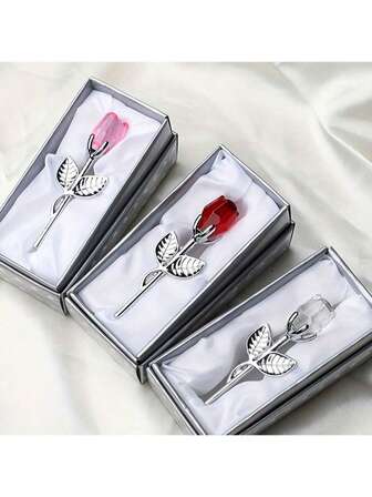 1ชิ้น คริสตัลเมทัลโรส, กุหลาบแห้งประดิษฐ์, กุหลาบนิรันดร์แสนโรแมนติก, ของขวัญวันวาเลนไทน์, ของขวัญวันเกิด, ของขวัญวันแม่, ของตกแต่งบ้าน