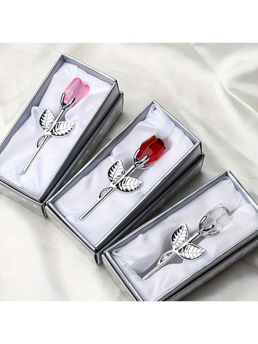 1pc Crystal Metal Rose, Artificial Dried Rose, Eternal Romantic Rose, Valentine's Day Gift, Birthday Gift, Mother's Day Gift, Home Decor - Multicolor - View 1