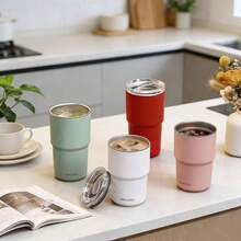 1pc Stainless Steel Leak-Proof Insulated Tumbler, Double-Wall Vacuum Bottle, Reusable Cup, Portable Travel Mug - Multicolor - View 1