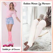 Long Leg Warmers Women 24 Inch Over Knee Knit Ribbed Leg Warmer Stirrup Yoga 80s Party Dance Ballet Supply - One Size + Pink, Rose Red, White + 3 - View 3