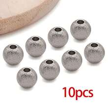 10pcs Stainless Steel Beads Textured Metal Spacer Round Tiny Stardust Frosted Matt Sparkle Glitter Ball Bead For DIY Bracelets Jewelry Making Crafts Supplies - Multicolor - View 13