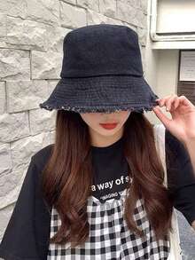 Topi Bucket Gaya Jepang untuk Wanita, Topi Pelindung Matahari Serbaguna Kasual, Topi Tahan Angin dan Perlindungan UV Warna Polos Modis dari Poliester, Cocok untuk Musim Semi dan Musim Panas, Pantai, Liburan, Perjalanan - topi - View 5