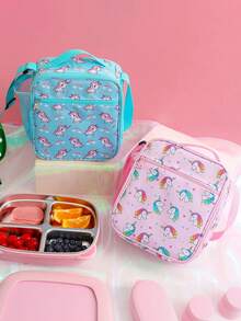 Insulated Lunch Bag - Large Capacity Thermal Tote With Zipper Closure, Cute Pastel Colors (Pink, Yellow, Purple, Floral, Animal, Music Designs) - Non-Food Contact Bag For Girl, School, Office, Travel - Easy-Clean Polyester Handbag