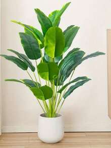 1pc 85-115cm Large Artificial Paradise Bird Tree Tropical Fake Banana Leaves Big Size Plastic Palm Plant Leaves Home Garden Decor (Pot Not Included) - Green - View 7