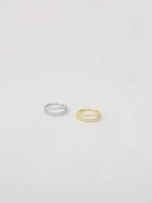 1pc S925 Sterling Silver Double Hoop Single Row Diamond Nose Ring, Ear Cuff, Earring, Cartilage Hoop, Ear Climber, Ear Jacket - Double Layer Full Diamond Nose Ring - View 3