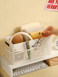 棉麻布家居收纳盒 可折叠布艺储物盒 整理收纳盒 书房办公用品桌面收纳盒 卧室浴室宿舍返校必备配件化妆品收纳盒 化妆品整理盒 男女通用桌面收纳盒 适用于卧室、客厅、衣柜、工作区 - 彩色 - 查看 15