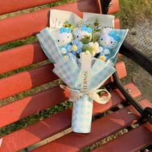 Handmade Flower Bouquet,  Knitted Floral Bouquet, Cute Handheld Flower Bouquet For Valentine's Day,  Delicate Desktop Decor, Anniversary, Graduation, Birthday Gift - Multicolor - View 8