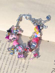 1 件复古花朵手链、粉色樱花手链、郁金香手链、复古蝴蝶手链、节日风格手链 - 銀色 - 查看 7