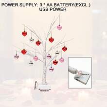 1个圣诞心形LED树灯，装饰性节日台灯，电池供电（不含AA电池），塑料材质，无羽毛，非常适合情人节装饰和节日派对，也是理想的生日礼物 - 彩色 - 查看 4