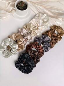 12/10/9/6/5/4/3/2/1 sztuk damskich, jednolitych kolorów, satynowych, jedwabnych gumek do włosów, miękkie, satynowe, elastyczne gumki do włosów, nieuszkadzające, odpowiednie do wysokiego kucyka i noszenia na co dzień