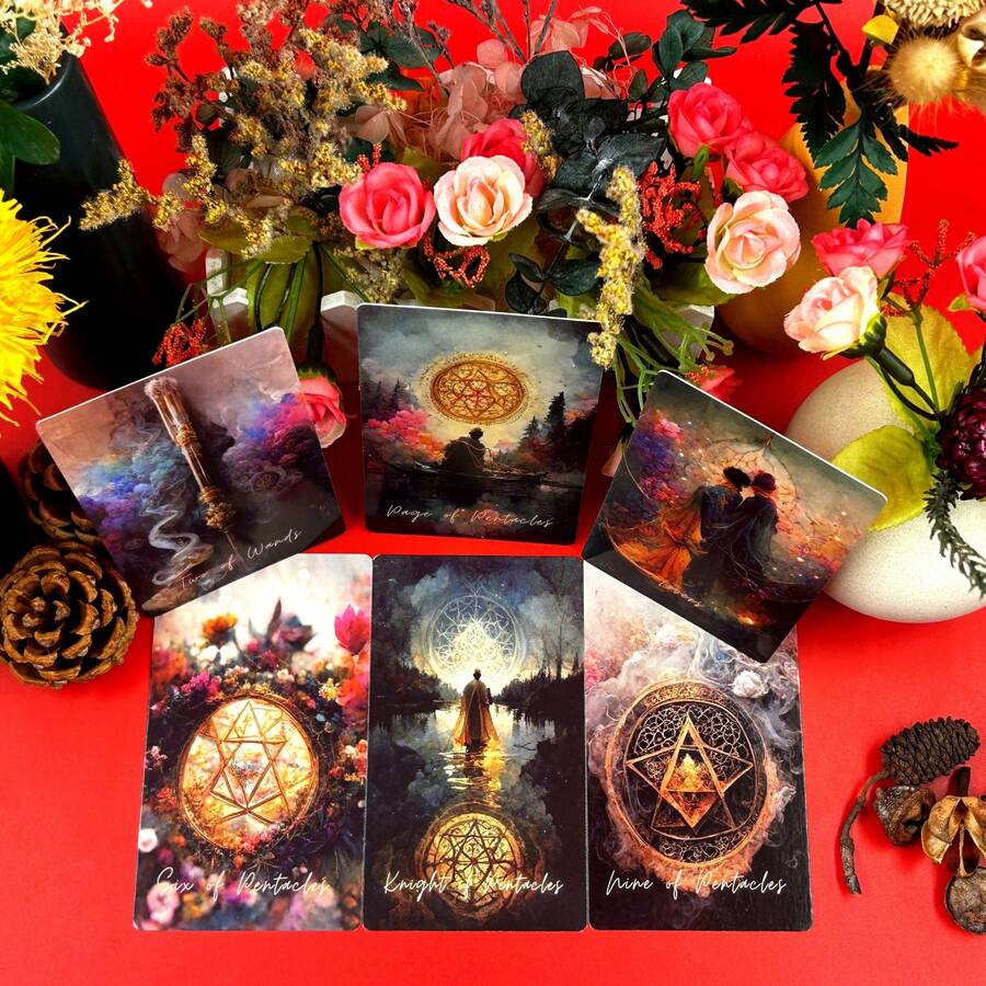 4.72*2.76 Inch Tarot Cards With Guidebook, Cosmic Moon Design, Standard Size Suitable For Beginners, Ancient Board Game, Family, Outdoor Camping, Party Entertainment - 4.72*2.76 Inches (with Rails) - View 1