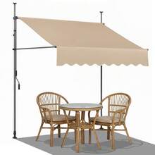 Regenschutz für Pavillondächer Gelenkarmmarkise mit Handkurbel,Terrassenüberdachung Sonnenschutz Wasserdicht Balkonmarkise ohne Bohren,Klemmmarkise für Terrasse, Garten und Balkon - Beige - - Übersicht 6